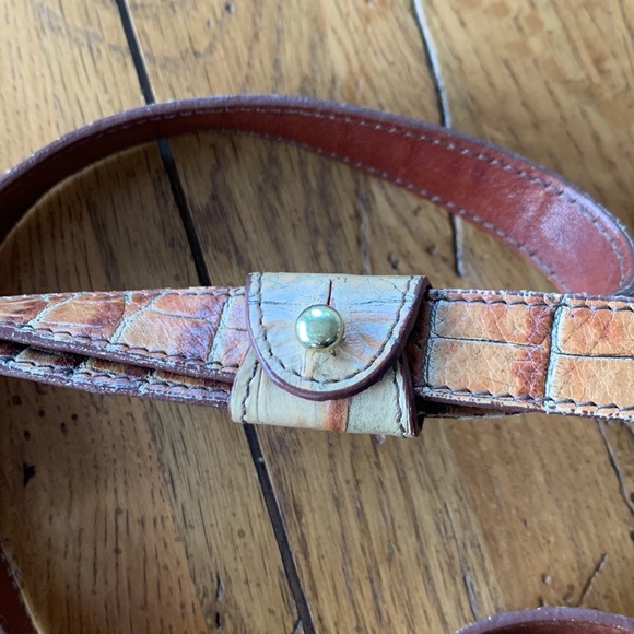 Brahmin Flower Toasted Almond Collection Shoulder Bag Leather Croc Print Purse - Picture 5 of 16